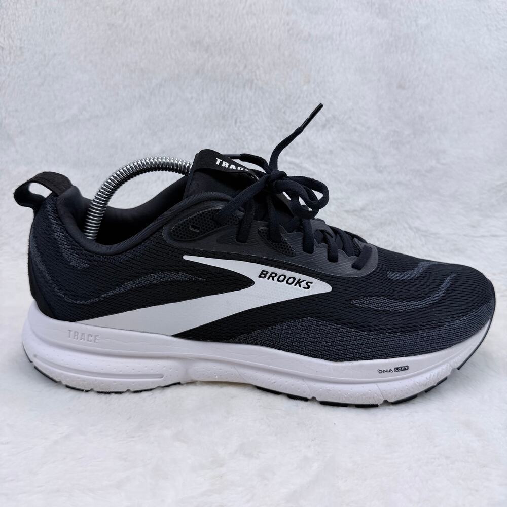 Brooks Trace 4 Mens Running Shoes Black White Size 9.5 Cushioned Athletic Shoes
